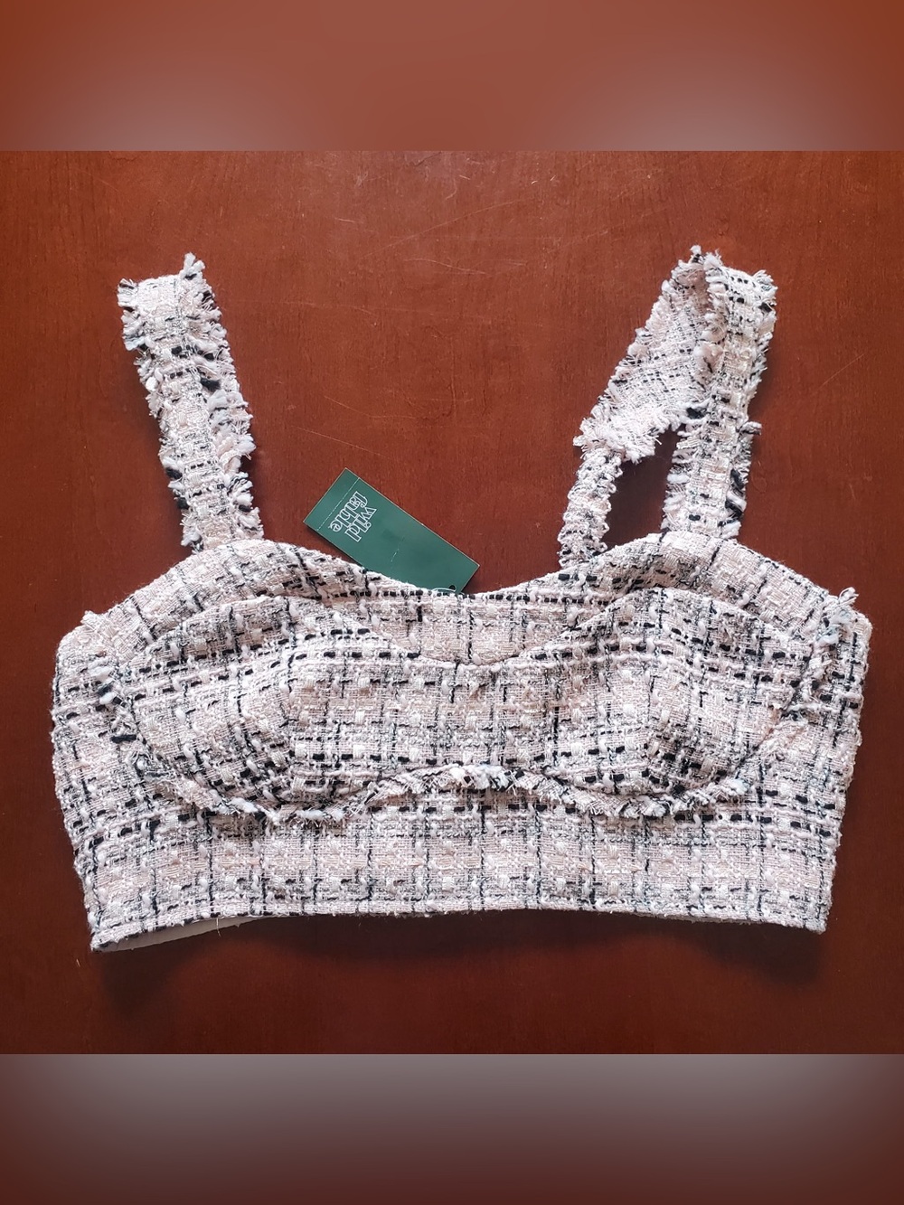 NWT wild fable Pink and Black Tweed Crop Top